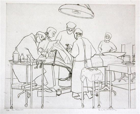 Edgar Holloway (1914-2008) Operating Theatre 1977, 196 x 240mm. (7)